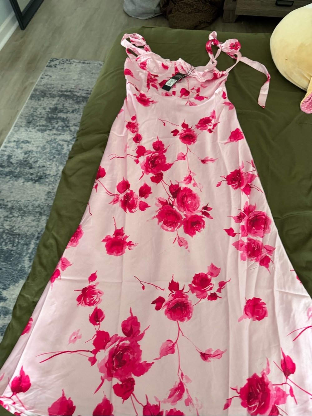 Fashion Nova Pink Slip Dress with Fuchsia Floral Print